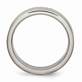 Titanium 6mm Grooved Black Rubber Polished Band