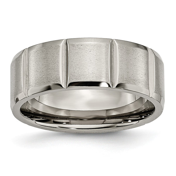 Titanium 8mm Grooved Satin & Polished Band