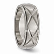 Titanium Polished X-Design 8mm Satin Center Ridged Edge Band
