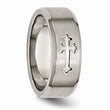 Titanium Cross Design 8mm Satin Beveled Edge Band