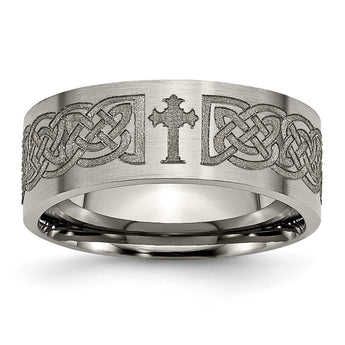 Titanium Flat 8mm Laser Design Brushed Band