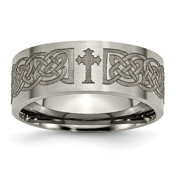 Titanium Flat 8mm Laser Design Brushed Band