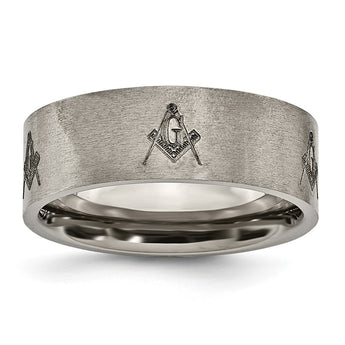 Titanium Flat 8mm Laser Design Brushed Band