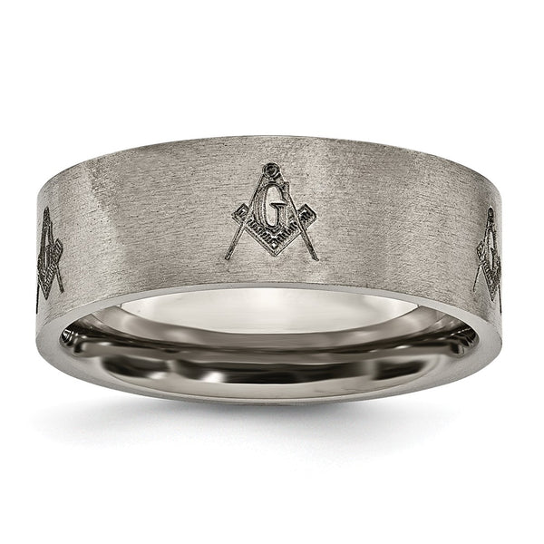 Titanium Flat 8mm Laser Design Brushed Band