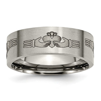 Titanium Flat 8mm Laser Design Brushed Band