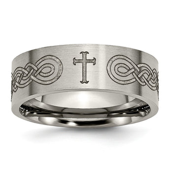 Titanium Flat 8mm Laser Design Brushed Band