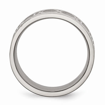 Titanium Roman Numerals 8mm Satin & Polished Flat Band