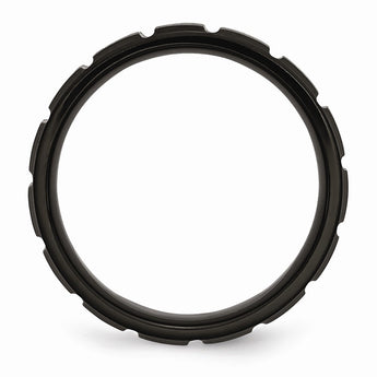 Titanium Notched Black IP-plated 8mm Brushed and Polished Band