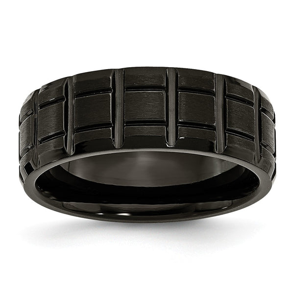 Titanium Notched Black IP-plated 8mm Brushed and Polished Band