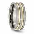 Titanium Grooved Yellow IP-plated 8mm Brushed & Polished Band
