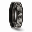 Titanium Black IP-plated Greek Key Laser Etched 6mm Brushed/Polished Band