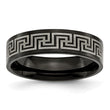 Titanium Black IP-plated Greek Key Laser Etched 6mm Brushed/Polished Band