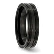 Titanium Grooved Black IP-plated 6mm Brushed and Polished Band