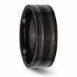 Titanium Grooved Black IP-plated 8mm Brushed and Polished Band
