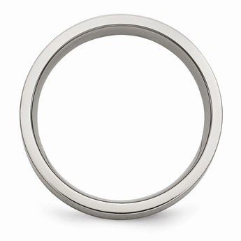 Titanium Flat 6mm Sterling Silver Inlay Brushed Band