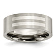 Titanium Flat 8mm Sterling Silver Inlay Brushed Band