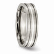 Titanium Grooved Sterling Silver Inlay 6mm Brushed Band