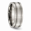 Titanium Grooved Sterling Silver Inlay 8mm Brushed Band
