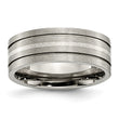 Titanium Grooved Sterling Silver Inlay 8mm Brushed Band
