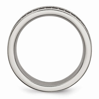 Titanium w/Sawtooth Accent/Polished Black Ceramic Center 8mm Band