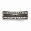 Titanium w/Sawtooth Accent/Polished Black Ceramic Center 8mm Band