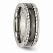 Titanium w/Sawtooth Accent/Polished Black Ceramic Center 8mm Band