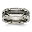 Titanium w/Sawtooth Accent/Polished Black Ceramic Center 8mm Band