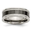 Titanium w/Sawtooth Accent/Polished Black Ceramic Center 8mm Band