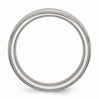 Titanium Ridged Edge 7mm Brushed and Polished Band
