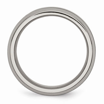 Titanium Base w/Polished Black Ceramic Center Beveled 8mm Band