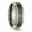 Titanium Base w/Polished Black Ceramic Center Beveled 8mm Band