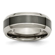 Titanium Base w/Polished Black Ceramic Center Beveled 8mm Band