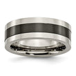 Titanium Base w/Polished Black Ceramic Center Flat 8mm Band