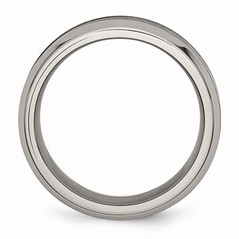 Titanium Base w/Brushed Black Ceramic Center Beveled 8mm Band