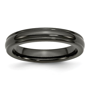 Titanium Black Ti Domed 4mm Polished Rounded Edge Band