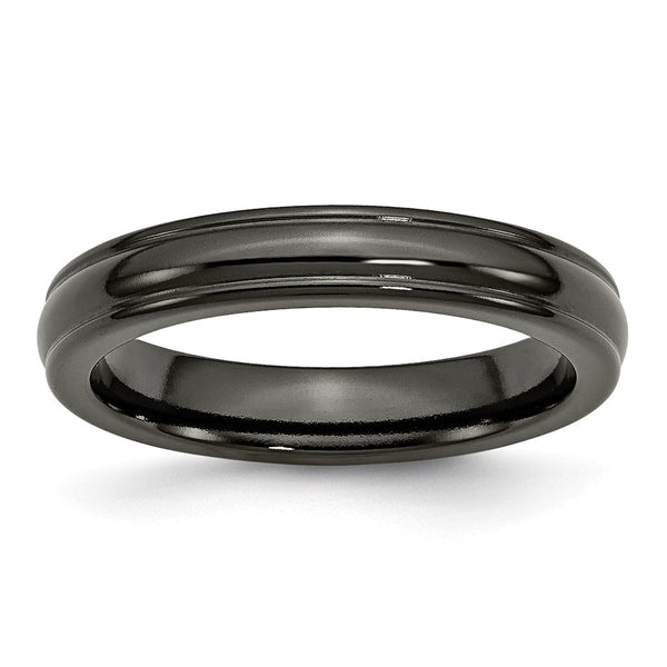 Titanium Black Ti Domed 4mm Polished Rounded Edge Band