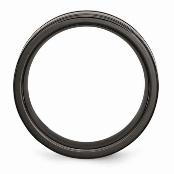 Titanium Black Ti with Blue Anodized Grooves 8mm Polished Band