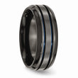 Titanium Black Ti w/Blue Anodized Grooves/Beveled Edge 8mm Band