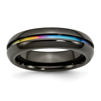 Titanium Black Multi-colored Anodized 6mm Polished Band