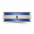 Titanium with Blue Double Groove 8.5mm Polished Band