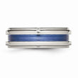 Titanium with Blue Triple Groove 8mm Polished Band