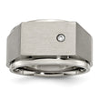 Titanium Polished and Brushed CZ Signet Ring