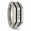 Titanium Brushed and Polished Black IP-plated CZs Ring
