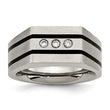 Titanium Brushed and Polished Black IP-plated CZs Ring