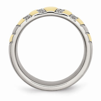 Titanium Polished Yellow IP-plated CZs 7mm Ring