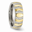 Titanium Polished Yellow IP-plated CZs 7mm Ring