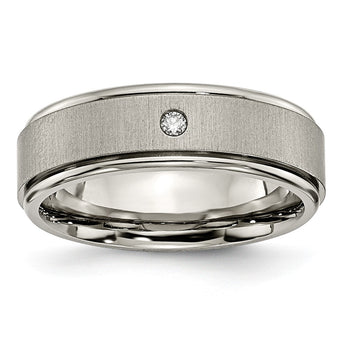 Titanium Brushed/Polished 0.05ct. Diamond Rounded Edge Band