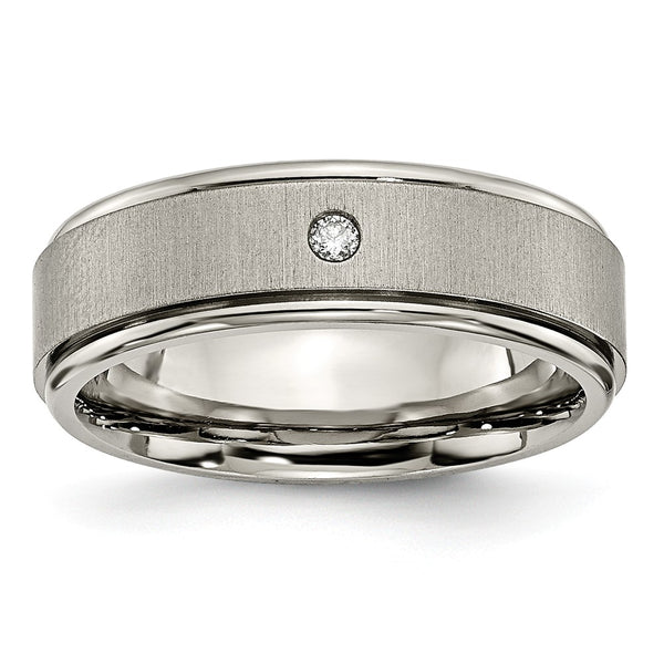 Titanium Brushed/Polished 0.05ct. Diamond Rounded Edge Band