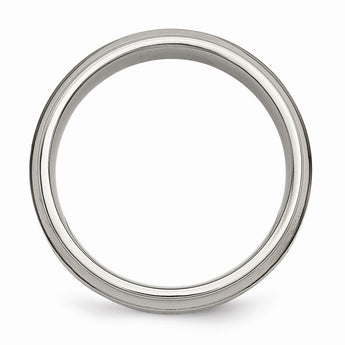 Titanium Polished 1/5ct. tw. Diamond Ridged Edge Band