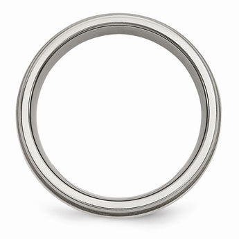 Titanium with Sterling Silver Inlay Polished 1/4ct. tw. Diamond Band
